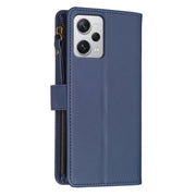 For Xiaomi Redmi Note 12 Pro+ 5G Global 9 Card Slots Zipper Wallet Leather Flip Phone Case(Blue)