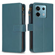 For Xiaomi Redmi Note 13 Pro 4G Global 9 Card Slots Zipper Wallet Leather Flip Phone Case(Green) - Note 13 Pro Cases by PMC TechLife | Online Shopping South Africa | PMC TechLife | Buy Now Pay Later Mobicred