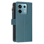 For Xiaomi Redmi Note 13 Pro 4G Global 9 Card Slots Zipper Wallet Leather Flip Phone Case(Green)