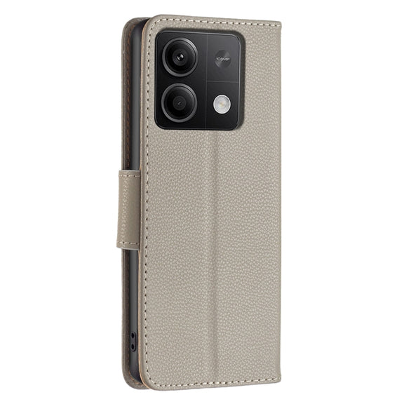 For Xiaomi Redmi Note 13 4G Global Litchi Texture Pure Color Leather Phone Case(Grey)