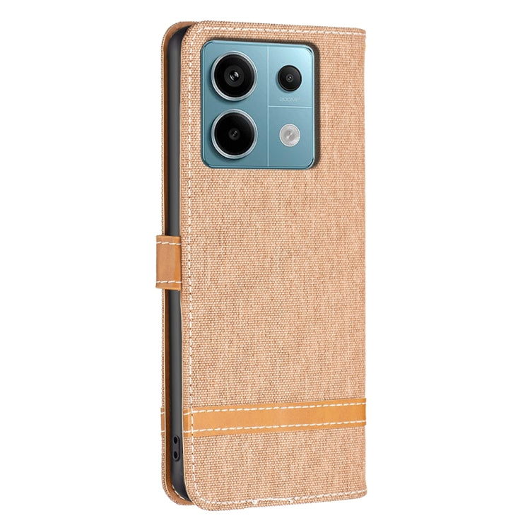 For Xiaomi Redmi Note 13 Pro 4G Global Color Block Denim Texture Leather Phone Case(Brown)