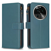 For OPPO Find X6 Pro 9 Card Slots Zipper Wallet Leather Flip Phone Case(Green)
