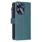 For Realme C55 9 Card Slots Zipper Wallet Leather Flip Phone Case(Green)