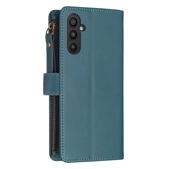 For Samsung Galaxy A25 5G 9 Card Slots Zipper Wallet Leather Flip Phone Case(Green)