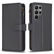 For Samsung Galaxy S24 Ultra 5G 9 Card Slots Zipper Wallet Leather Flip Phone Case(Black)