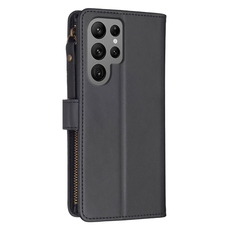 For Samsung Galaxy S24 Ultra 5G 9 Card Slots Zipper Wallet Leather Flip Phone Case(Black)