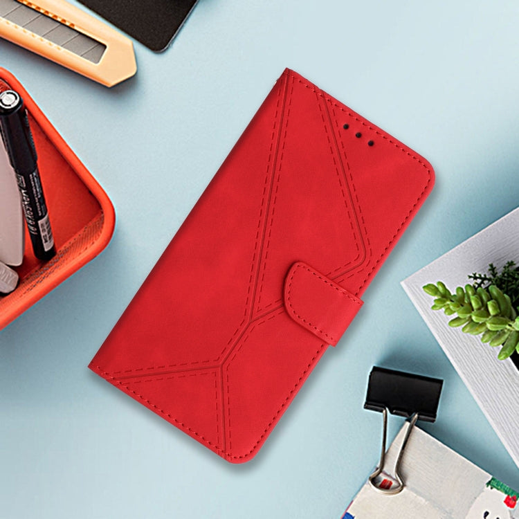 For iPhone 16 Pro Stitching Embossed Leather Phone Case(Red)