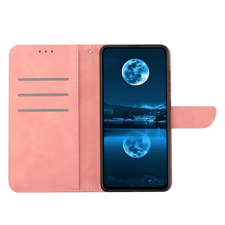 For iPhone 16 Plus Stitching Embossed Leather Phone Case(Pink)