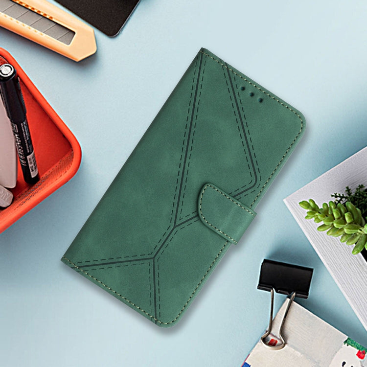 For iPhone 16 Plus Stitching Embossed Leather Phone Case(Green)