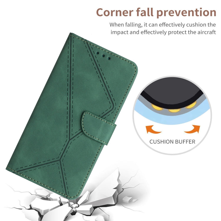 For iPhone 16 Plus Stitching Embossed Leather Phone Case(Green)
