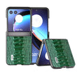 For Motorola Razr 40 Ultra ABEEL Genuine Leather Weilai Series Phone Case(Green) - Motorola Cases by PMC TechLife | Online Shopping South Africa | PMC TechLife | Buy Now Pay Later Mobicred