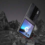 For Motorola Razr 40 Ultra ABEEL Genuine Leather Weilai Series Phone Case(Black)