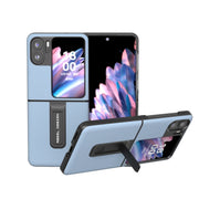 For OPPO Find N2 Flip ABEEL Genuine Leather Wave Phone Case with Holder(Blue)