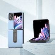 For OPPO Find N2 Flip ABEEL Genuine Leather Wave Phone Case with Holder(Blue)