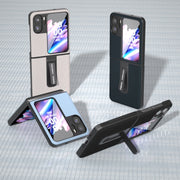 For OPPO Find N2 Flip ABEEL Genuine Leather Wave Phone Case with Holder(Blue)