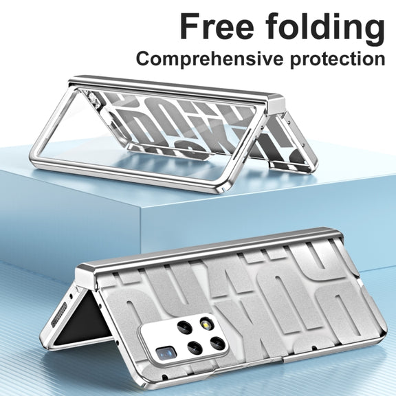 For Huawei Mate X2 Integrated Electroplating Folding Phone Case with Hinge(Silver)