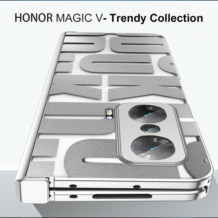 For Honor Magic V Integrated Electroplating Folding Phone Case with Hinge(Blue)
