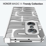 For Honor Magic V Integrated Electroplating Folding Phone Case with Hinge(Blue)