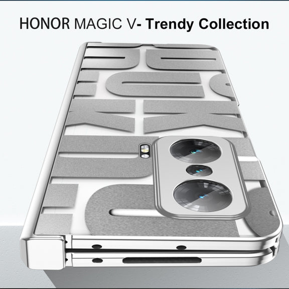 For Honor Magic V Integrated Electroplating Folding Phone Case with Hinge(Tyrant Gold)