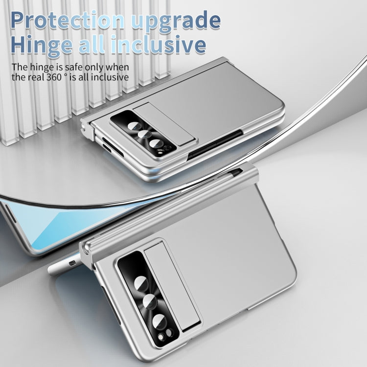 For Google Pixel Fold Integrated Electroplating PC All-inclusive Phone Case with Hinge(Silver)