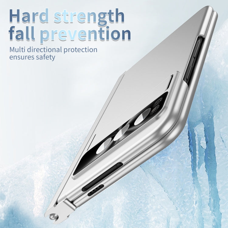 For Google Pixel Fold Integrated Electroplating PC All-inclusive Phone Case with Hinge(Silver)