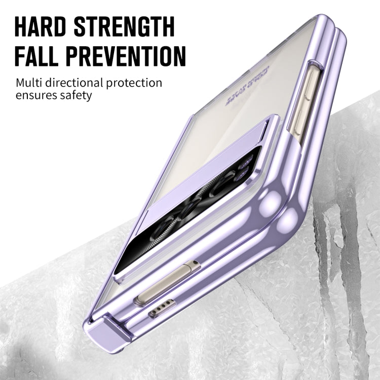For Google Pixel Fold Integrated Electroplating Folding Phone Case with Hinge(Purple)