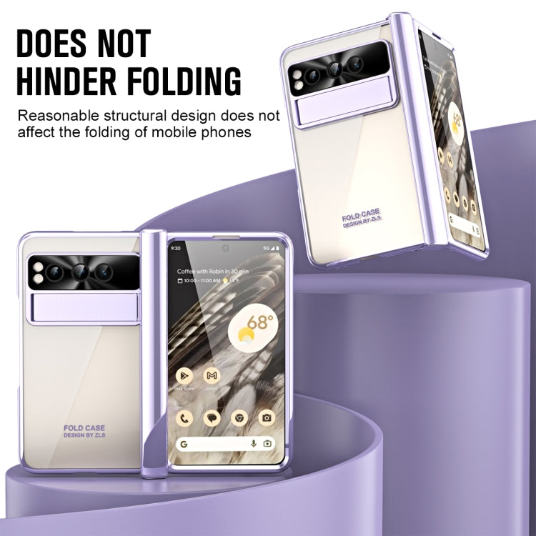 For Google Pixel Fold Integrated Electroplating Folding Phone Case with Hinge(Purple)