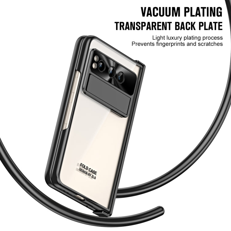For Google Pixel Fold Integrated Electroplating Folding Phone Case with Pen Slot(Black)