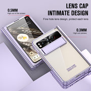 For Google Pixel Fold Integrated Electroplating Folding Phone Case with Pen Slot(Purple)