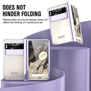 For Google Pixel Fold Integrated Electroplating Folding Phone Case with Pen Slot(Purple)