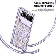 For Google Pixel Fold Mechanical Legend Integrated Electroplating All-inclusive Phone Case with Pen Slot(Purple)