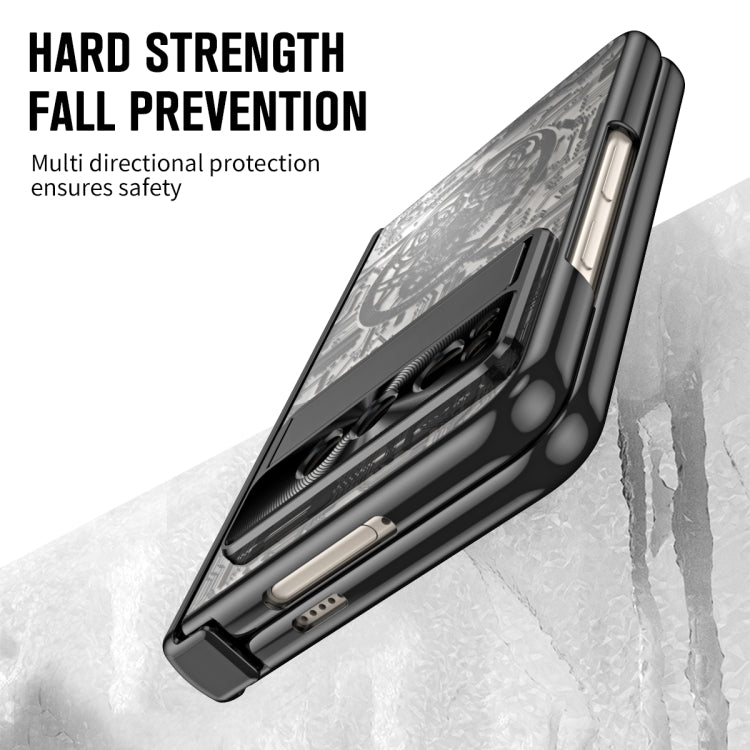 For Google Pixel Fold Mechanical Legend Integrated Electroplating All-inclusive Phone Case with Pen Slot(Black)