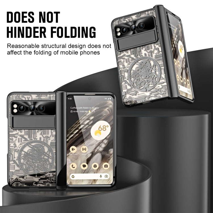For Google Pixel Fold Mechanical Legend Integrated Electroplating All-inclusive Phone Case with Pen Slot(Black)