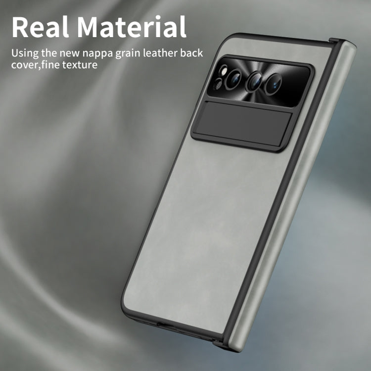 For Google Pixel Fold Integrated Napa Texture All-inclusive Phone Case with Hinge(White)