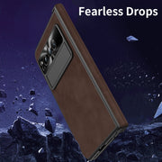 For Google Pixel Fold Integrated Napa Texture All-inclusive Phone Case with Hinge(Coffee)