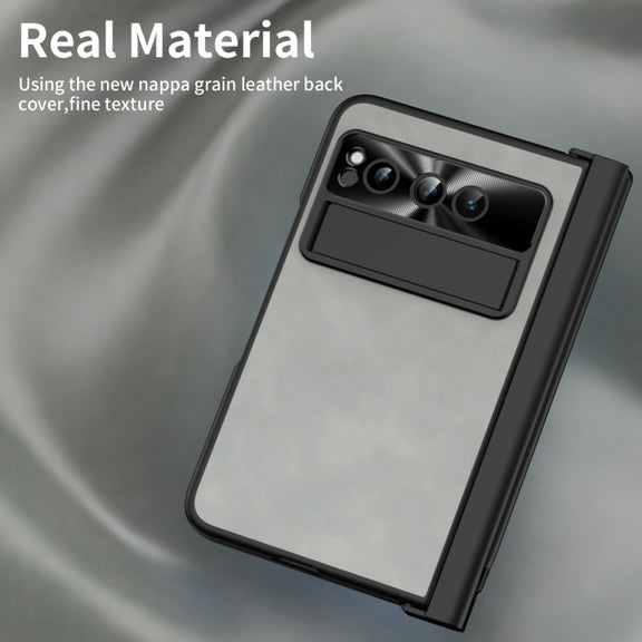 For Google Pixel Fold Integrated Napa Texture All-inclusive Phone Case with Pen Slot(White)