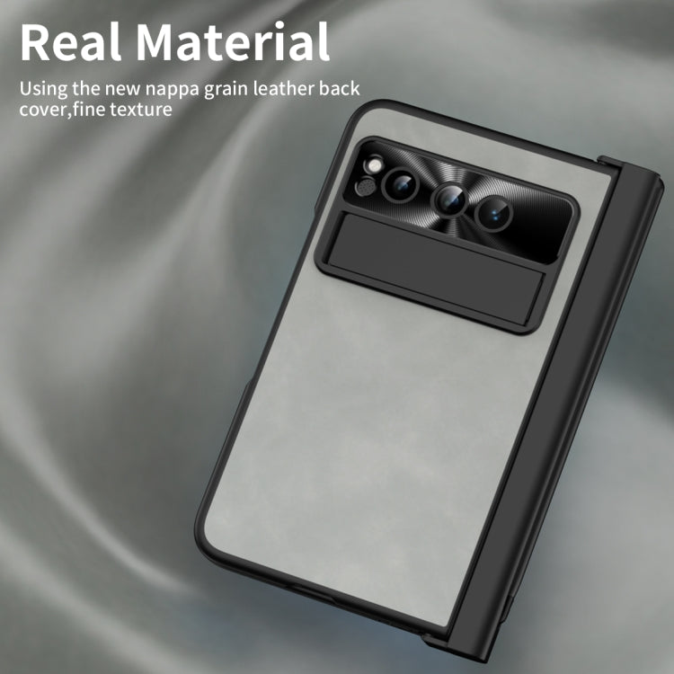 For Google Pixel Fold Integrated Napa Texture All-inclusive Phone Case with Pen Slot(White)