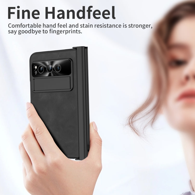 For Google Pixel Fold Integrated Napa Texture All-inclusive Phone Case with Pen Slot(Black)