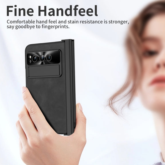 For Google Pixel Fold Integrated Napa Texture All-inclusive Phone Case with Pen Slot(Black)
