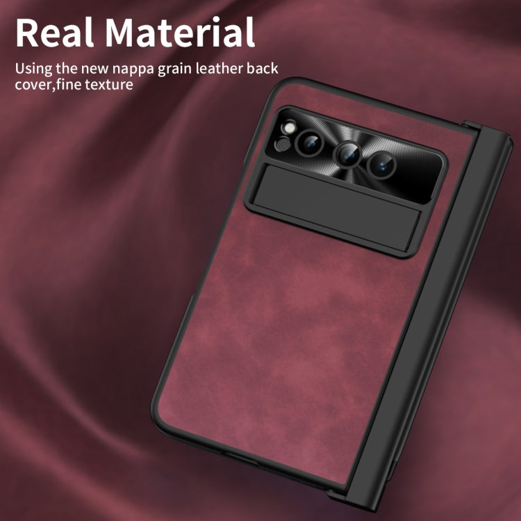 For Google Pixel Fold Integrated Napa Texture All-inclusive Phone Case with Pen Slot(Red)