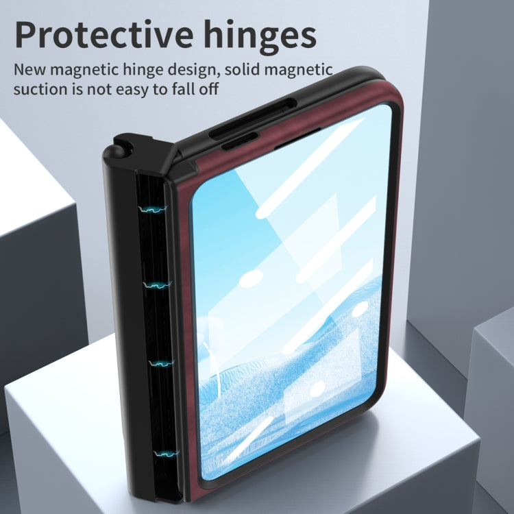 For Google Pixel Fold Integrated Napa Texture All-inclusive Phone Case with Pen Slot(Red)