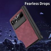 For Google Pixel Fold Integrated Napa Texture All-inclusive Phone Case with Pen Slot(Red)