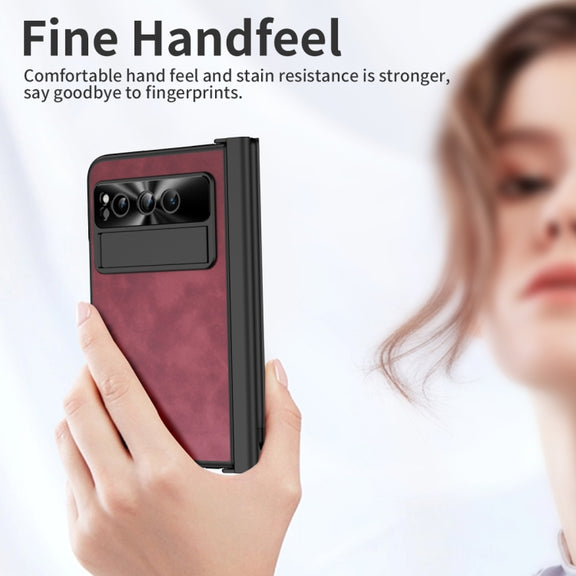 For Google Pixel Fold Integrated Napa Texture All-inclusive Phone Case with Pen Slot(Red)