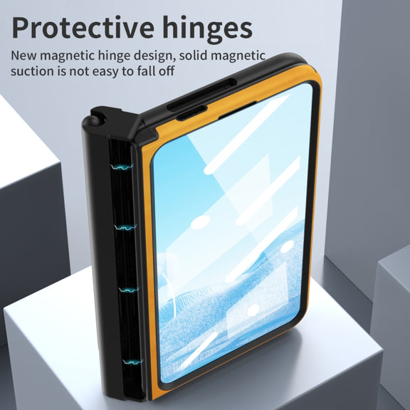 For Google Pixel Fold Integrated Napa Texture All-inclusive Phone Case with Pen Slot(Yellow)