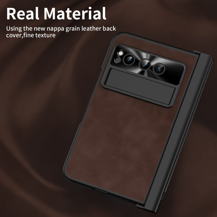 For Google Pixel Fold Integrated Napa Texture All-inclusive Phone Case with Pen Slot(Coffee)