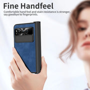 For Google Pixel Fold Integrated Napa Texture All-inclusive Phone Case with Pen Slot(Blue)