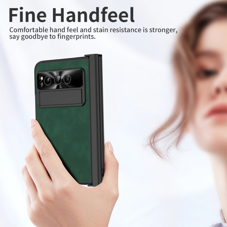 For Google Pixel Fold Integrated Napa Texture All-inclusive Phone Case with Pen Slot(Green)
