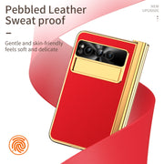 For Google Pixel Fold Litchi Pattern Electroplating Pen Slot Folding Phone Case with Stylus(Red)