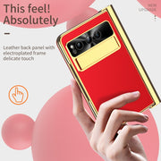 For Google Pixel Fold Litchi Pattern Electroplating Pen Slot Folding Phone Case with Stylus(Red)