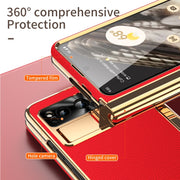 For Google Pixel Fold Litchi Pattern Electroplating Pen Slot Folding Phone Case with Stylus(Red)